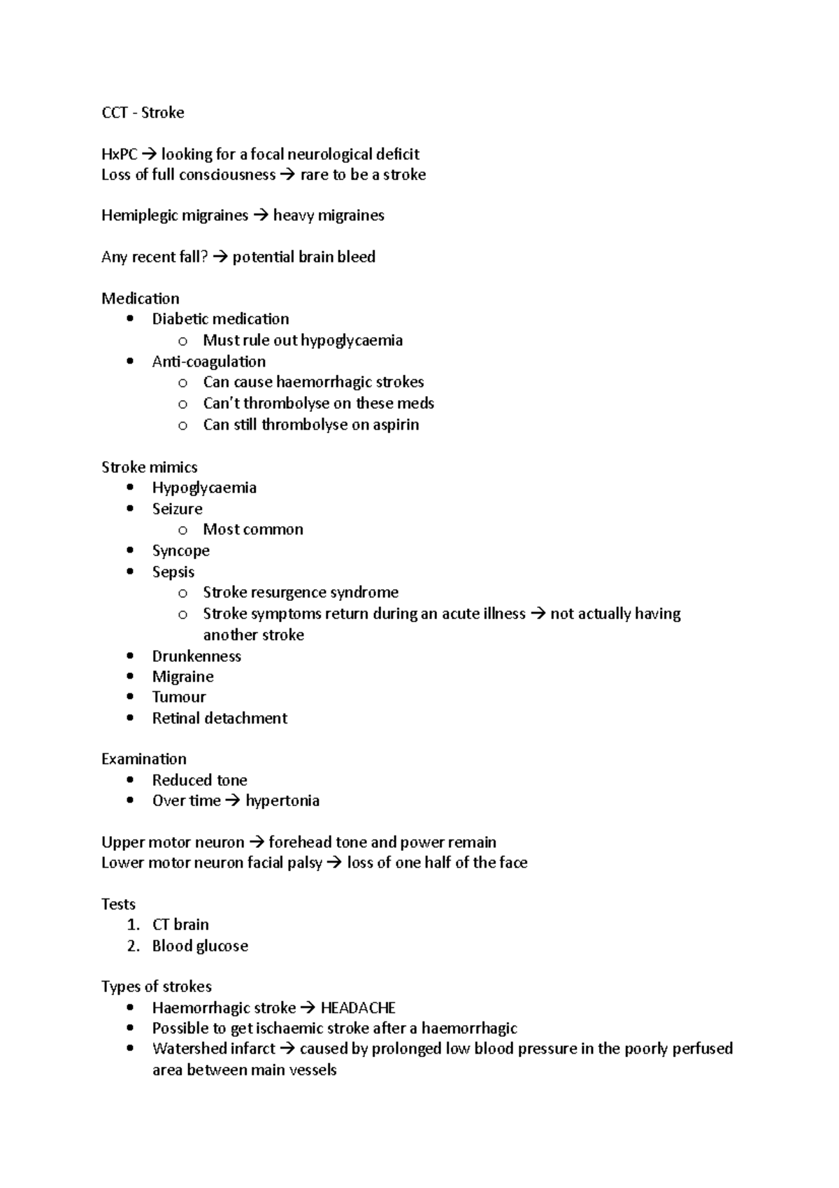 Clinical Core Tutorial - Stroke - CCT - Stroke HxPC looking for a focal ...