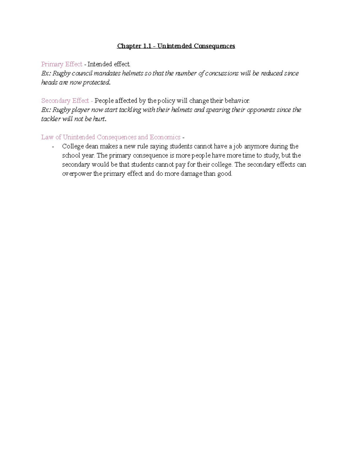 Econ Chapter 1.1 Lecture Notes - Chapter 1 - Unintended Consequences ...