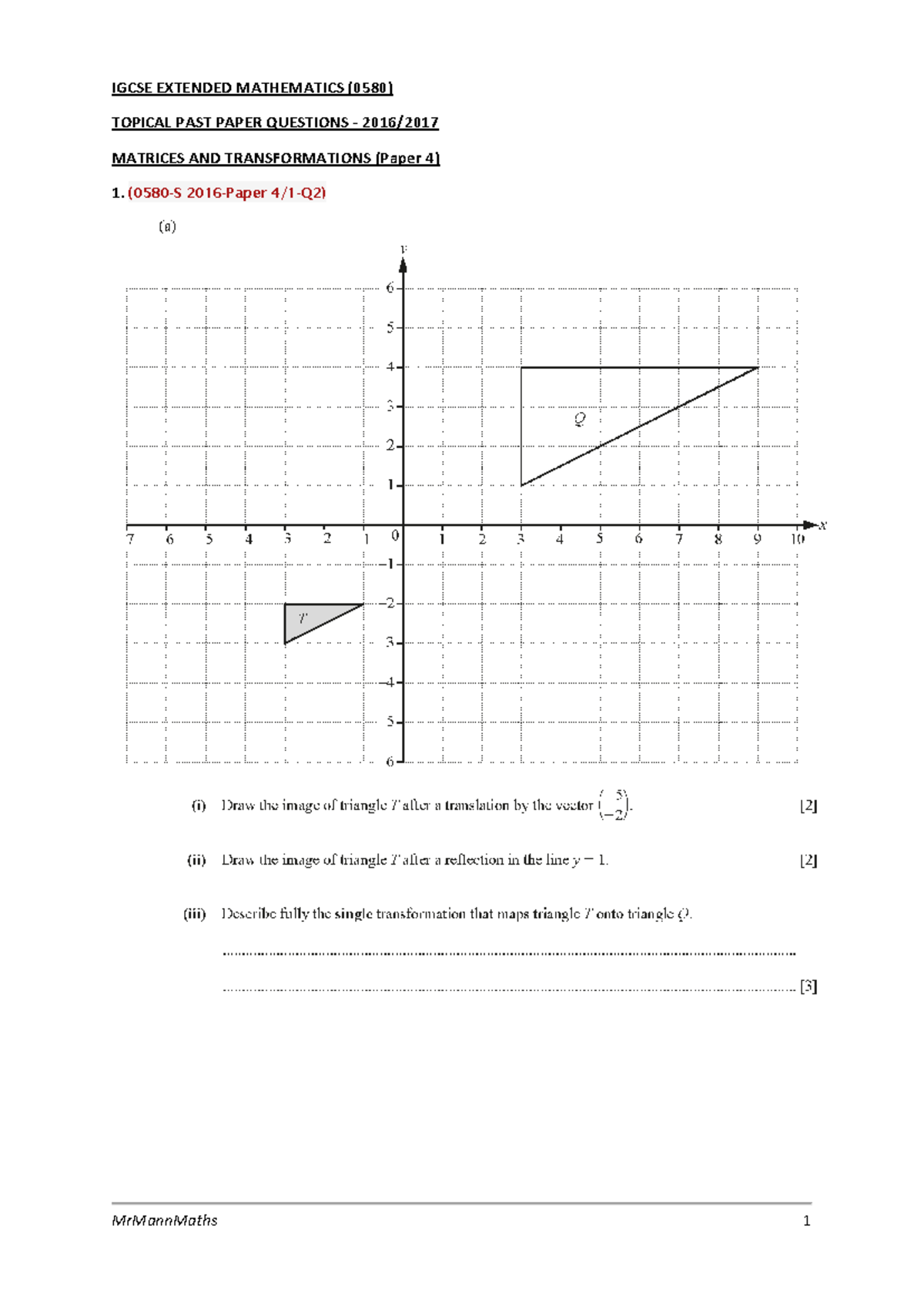 Matrices transformation igcse math 0580 - Physics 0625 - IGCSE EXTENDED ...