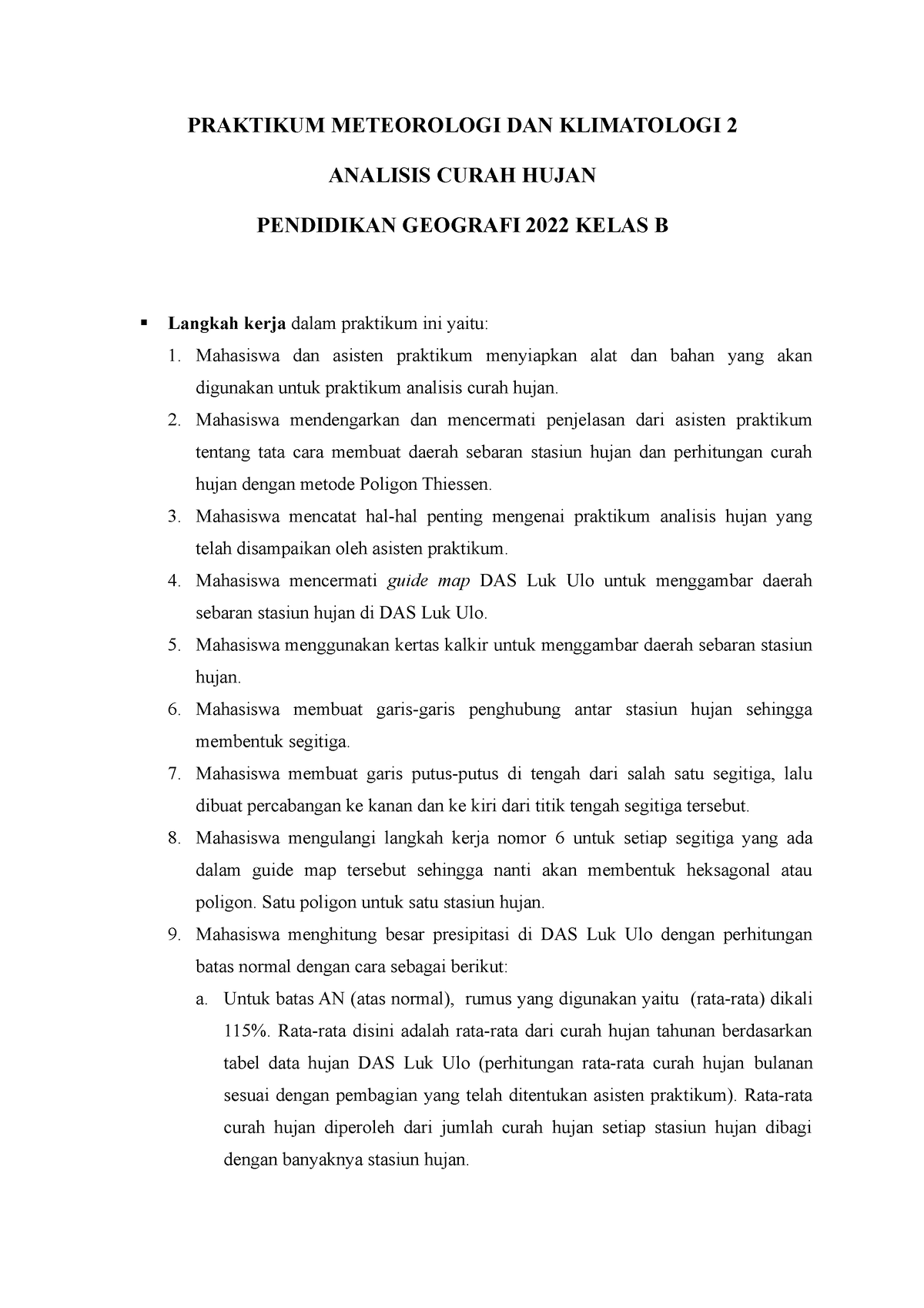 Langkah Kerja Dan Pembagian Bulan Curah Hujan Praktikum Meteorologi Dan Klimatologi 2 Analisis 9371