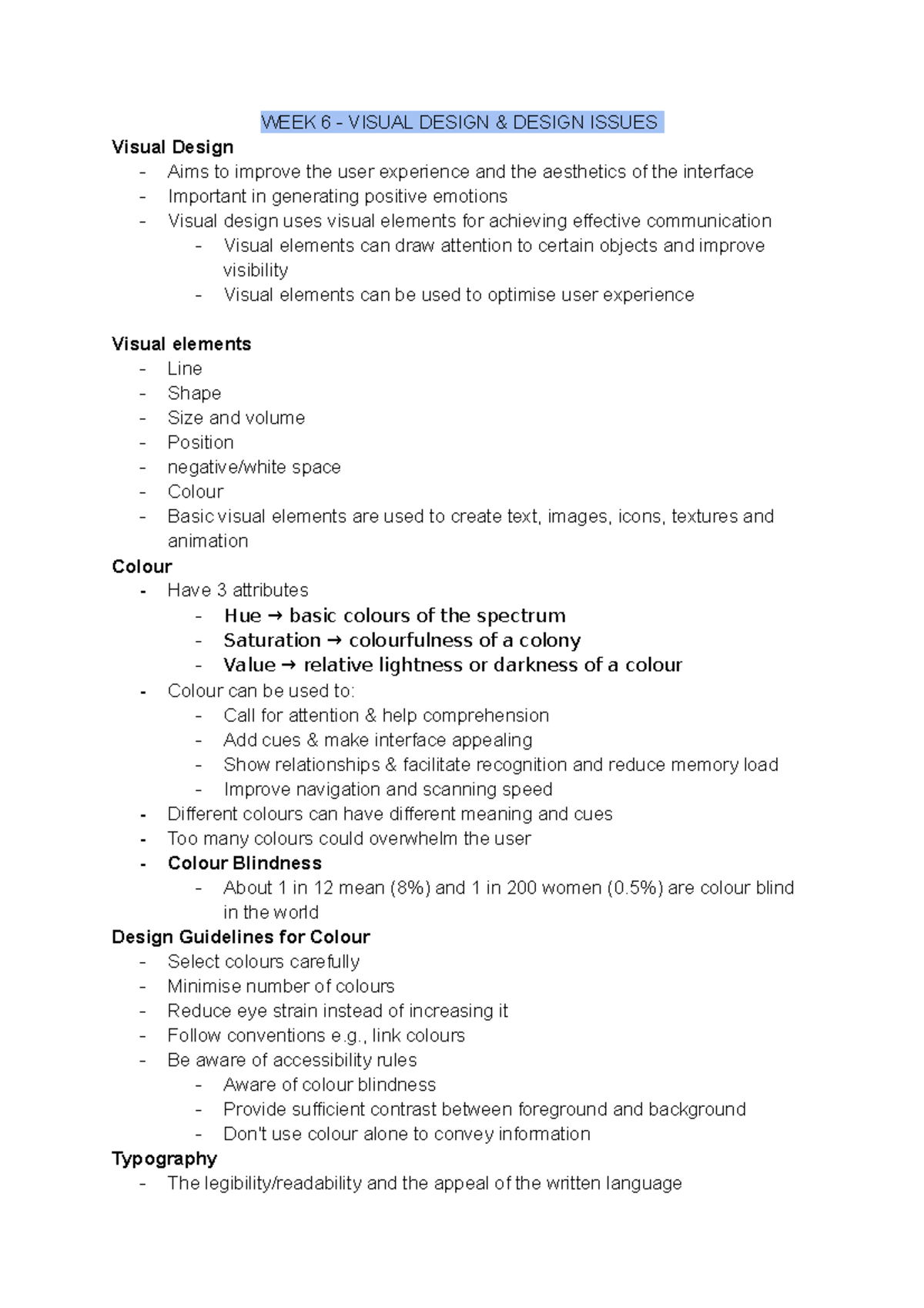 WEEK 6 - VISUAL DESIGN & DESIGN ISSUES - WEEK 6 - VISUAL DESIGN ...