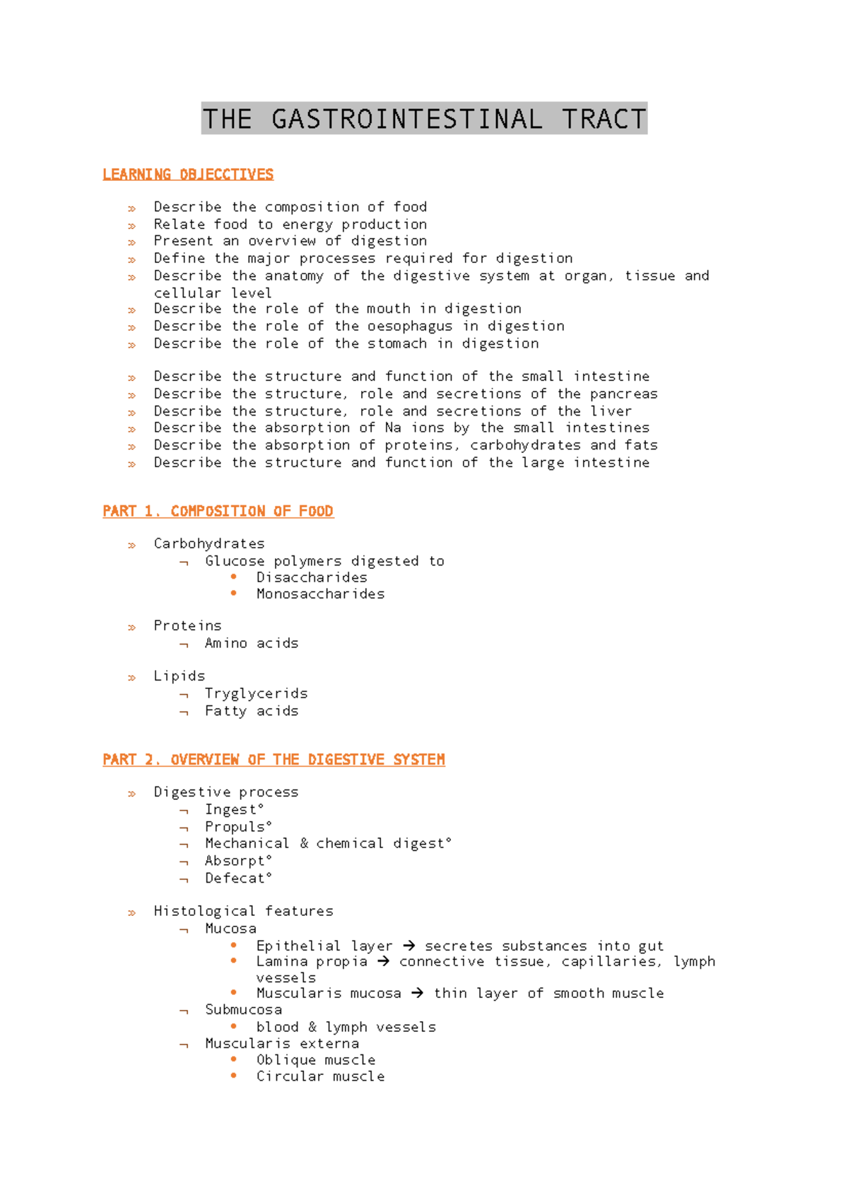 THE Gastrointestinal Tract - THE GASTROINTESTINAL TRACT LEARNING ...