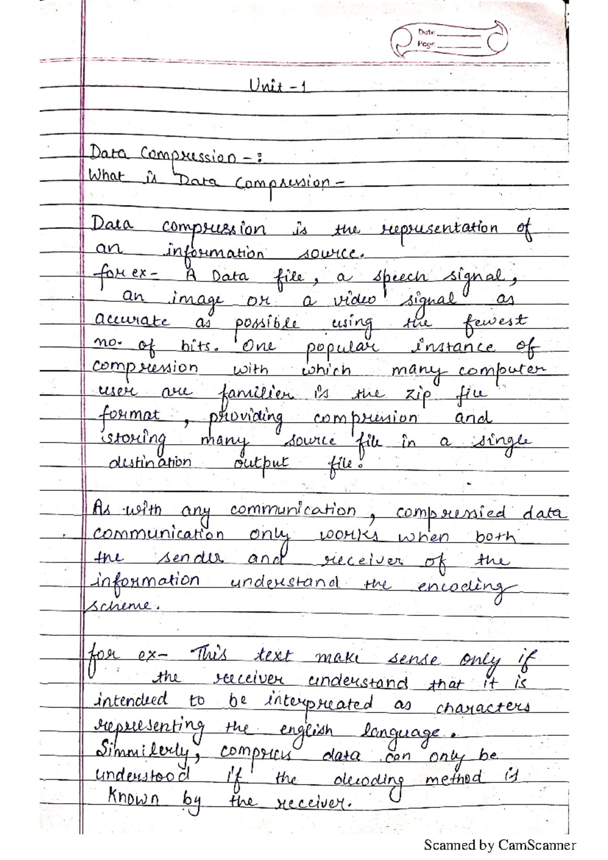 DC UNIT 1 - question paper to solve for data compression subject for ...