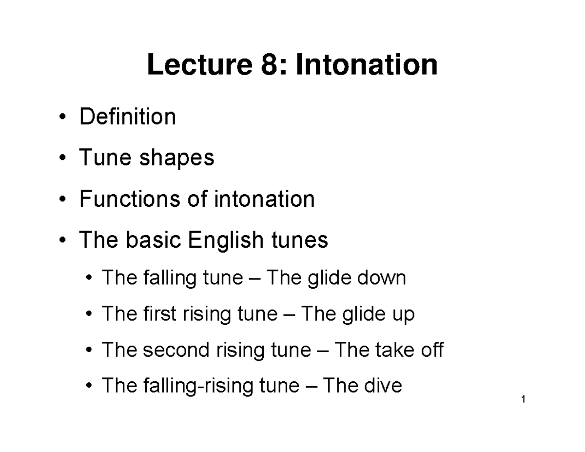 Intonation - Hope This Helps - Lecture 8: Intonation Definition Tune ...