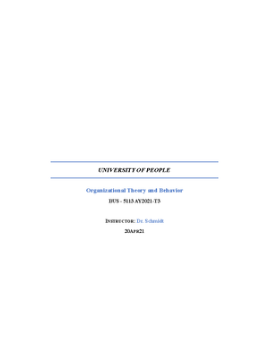 TOA Assignment 2 - sdkjfnsdkjvnnjz - Organizational Theory and Behavior ...