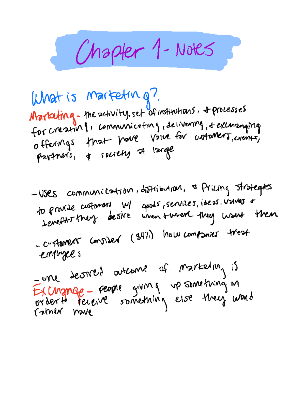 Chp. 1 Notes - Chapter 1 Notes What is marketing Marketing theactivity ...