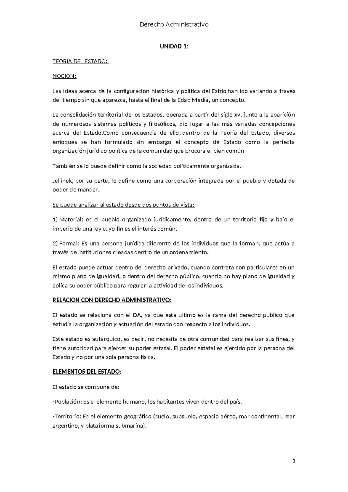 1° Parcial UNIDAD 1 TEORIA DEL ESTADO NOCION Las ideas acerca de