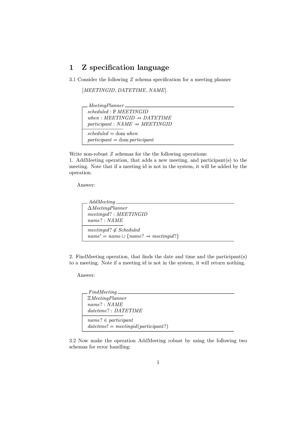 Z Schema 1 Z specification language 3 Consider the followingZschema