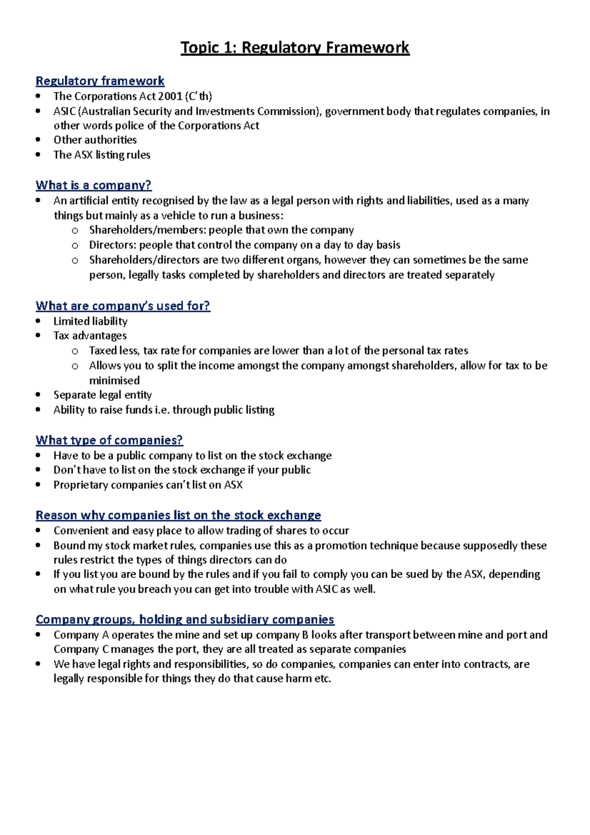 Topic 1 - Regulatory Framework - Topic 1: Regulatory Framework ...