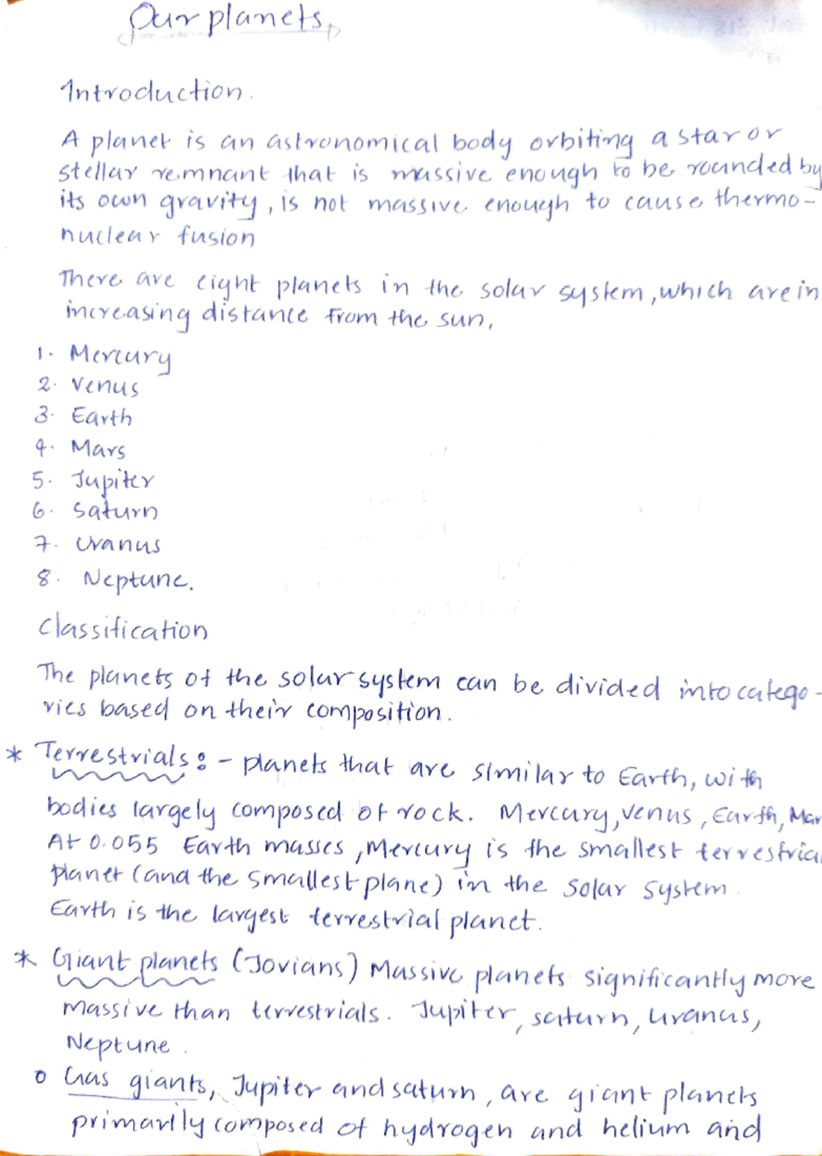 Short and accurate note Cur plamcs ntyocluuction. A planek is an astvonomical body