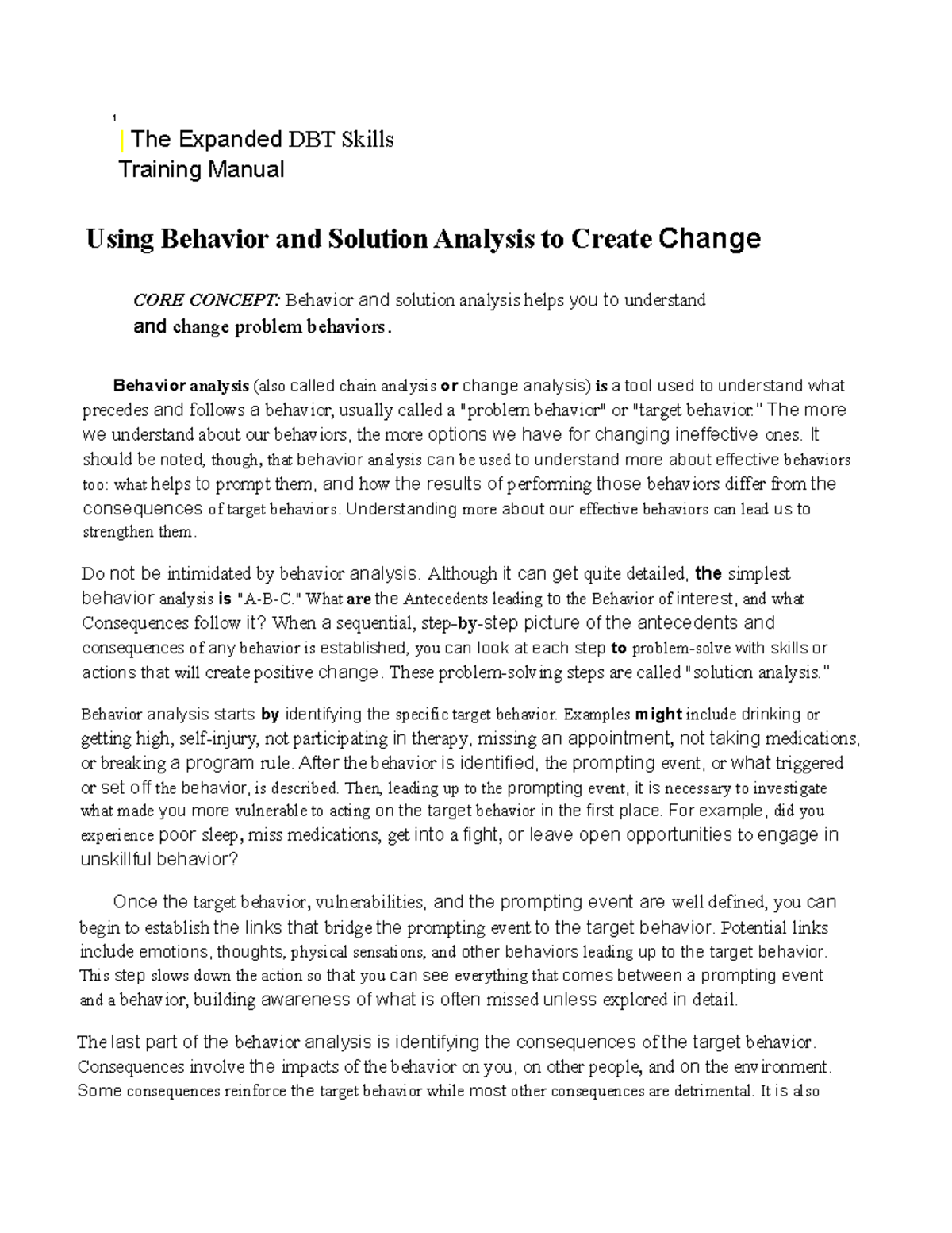 DBT BEhavior Analysis Done - 1 | The Expanded DBT Skills Training ...
