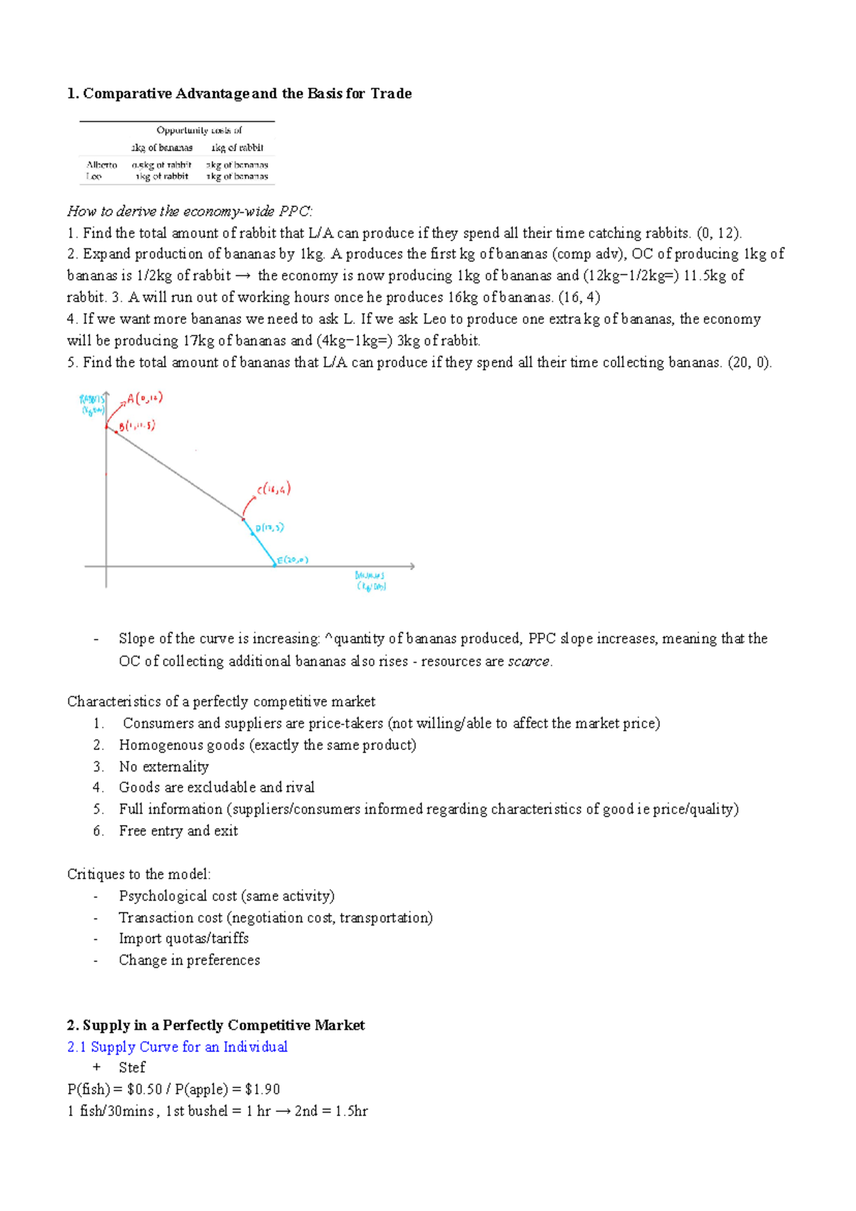 Econ1101 - Comparative Advantage And The Basis For Trade How To Derive ...