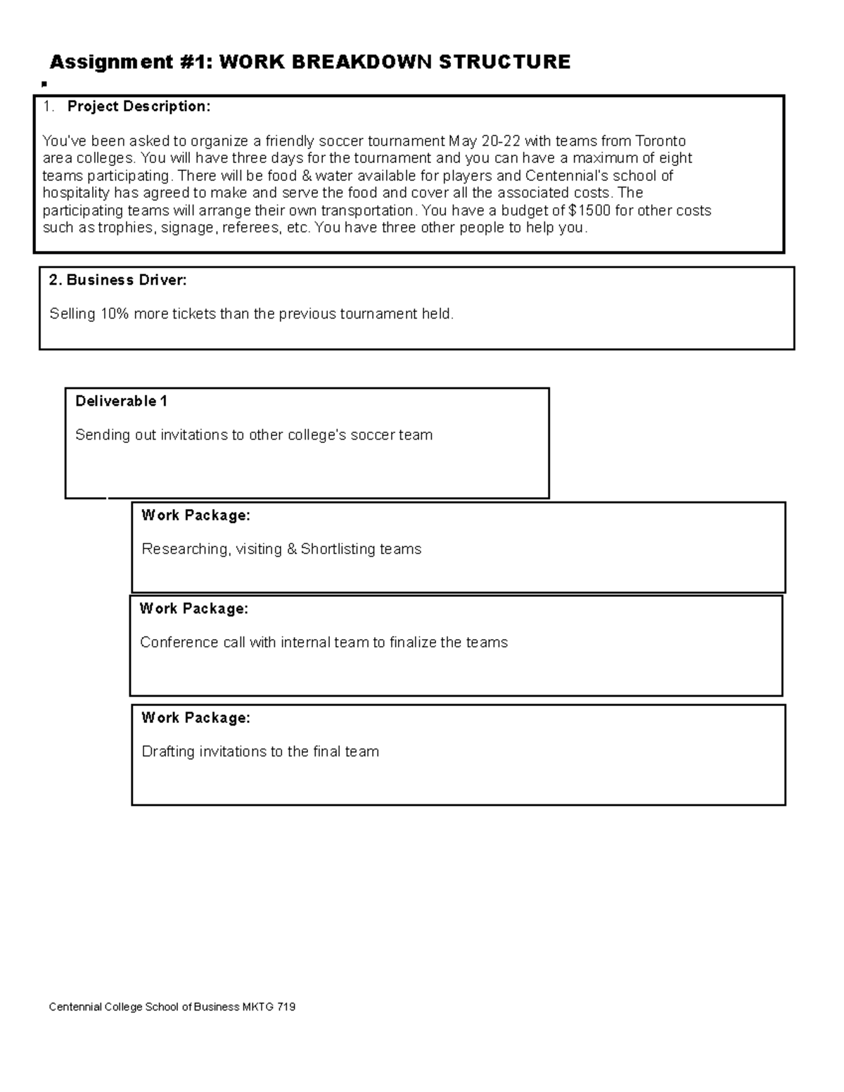 Assignment 1 - Work Breakdown Structure Template - Assignment #1: WORK ...