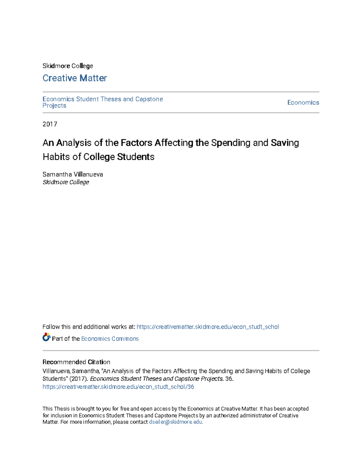 An Analysis of the Factors Affecting the Spending and Saving Habi ...