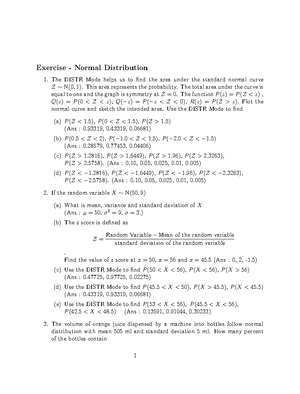 Ex Normal Exercise Normal Distribution The Distr Mode Helps Us To Find The Area Under The Studocu