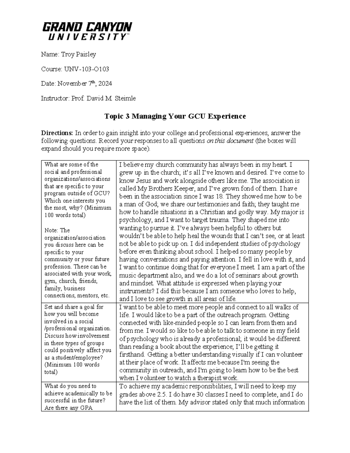 Unv 103 Rs T3 Your Gcuexperience Online Name Troy Paisley Course