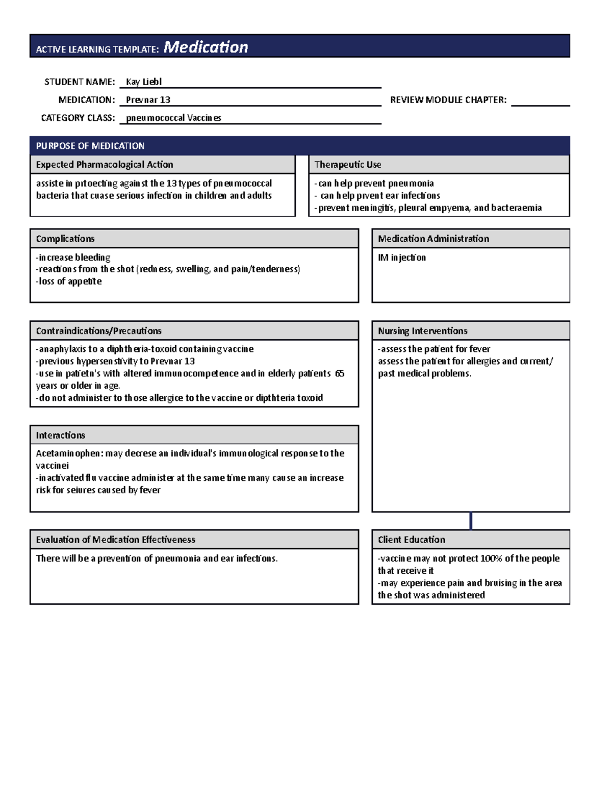 Prevnar 13 med card. this exaplains the mechanism of action of the ...