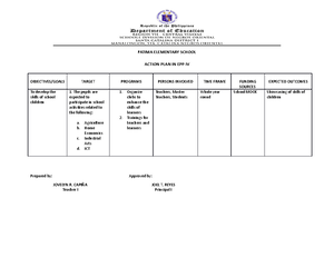 Action PLAN EPP 6 2022 - NONE - FATIMA ELEMENTARY SCHOOL ACTION PLAN IN ...