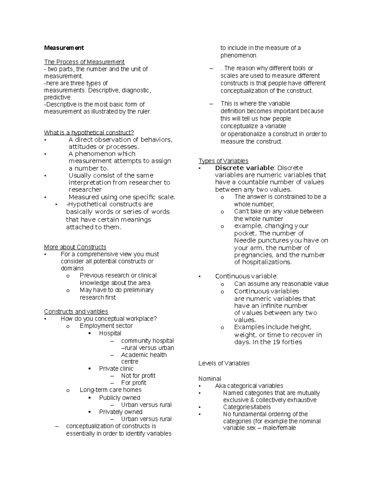 Measurement 8a - Lecture notes 8 - Measurement The Process of ...