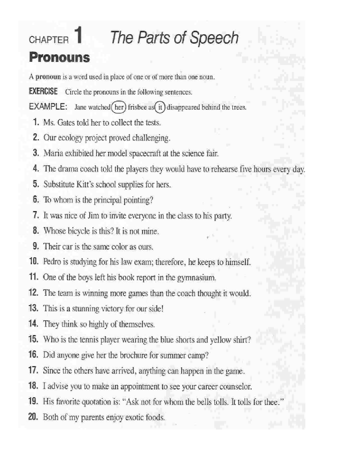 Partsof Speech Worksheets Studocu