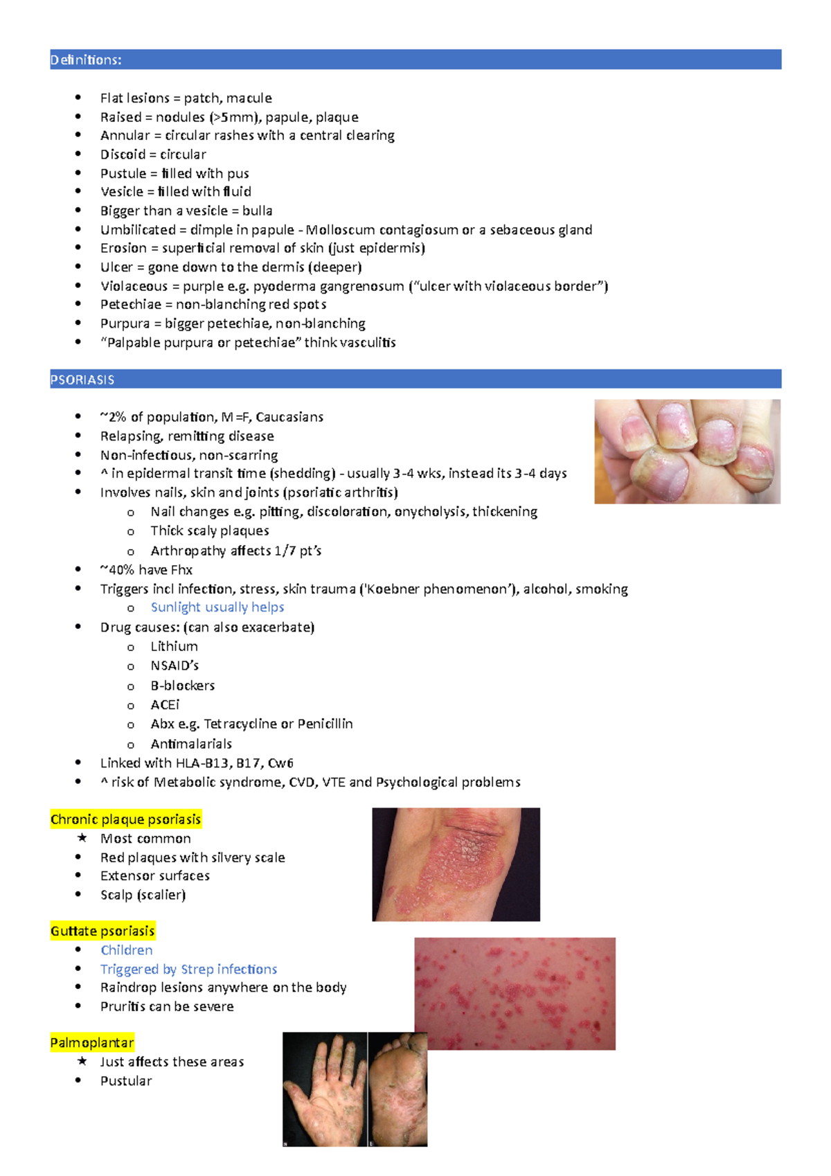 Derm - Collated from sources such as Passmed, Zero to Finals, AMBOSS ...