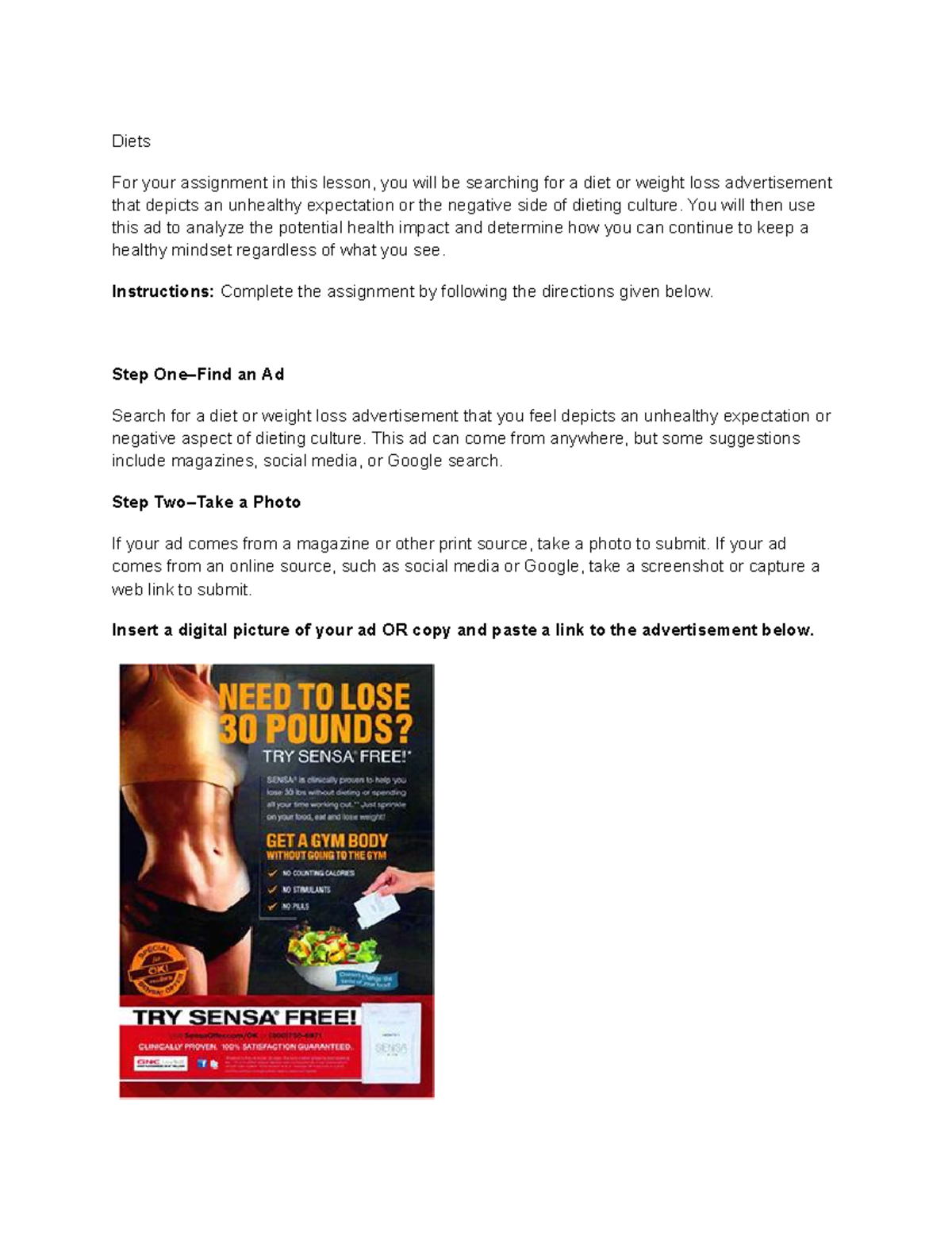 Copy of 4.06 Diets - Make Your Own Copy - Diets For your assignment in ...