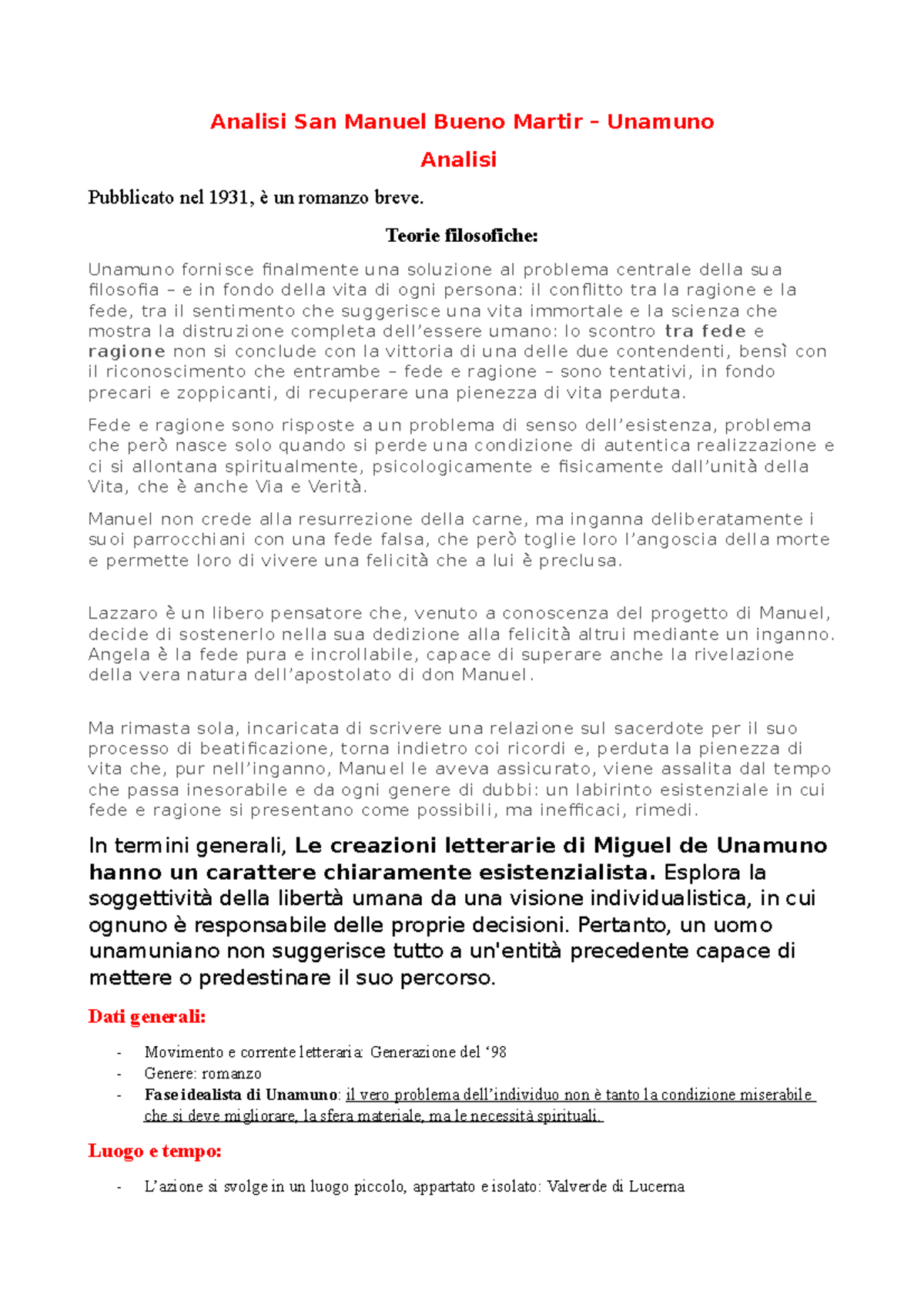Analisi san manuel Analisi San Manuel Bueno Martir Unamuno Analisi