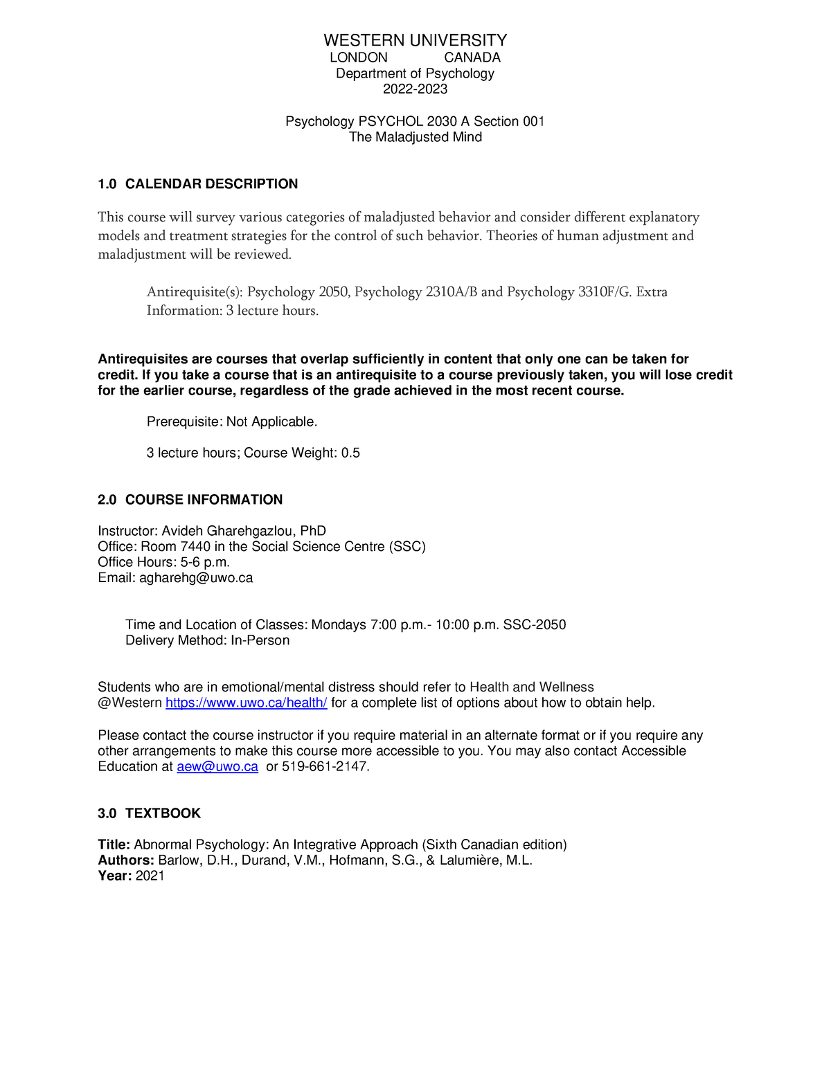 Psych 2030A 001 Syllabus WESTERN UNIVERSITY LONDON CANADA   Thumb 1200 1553 