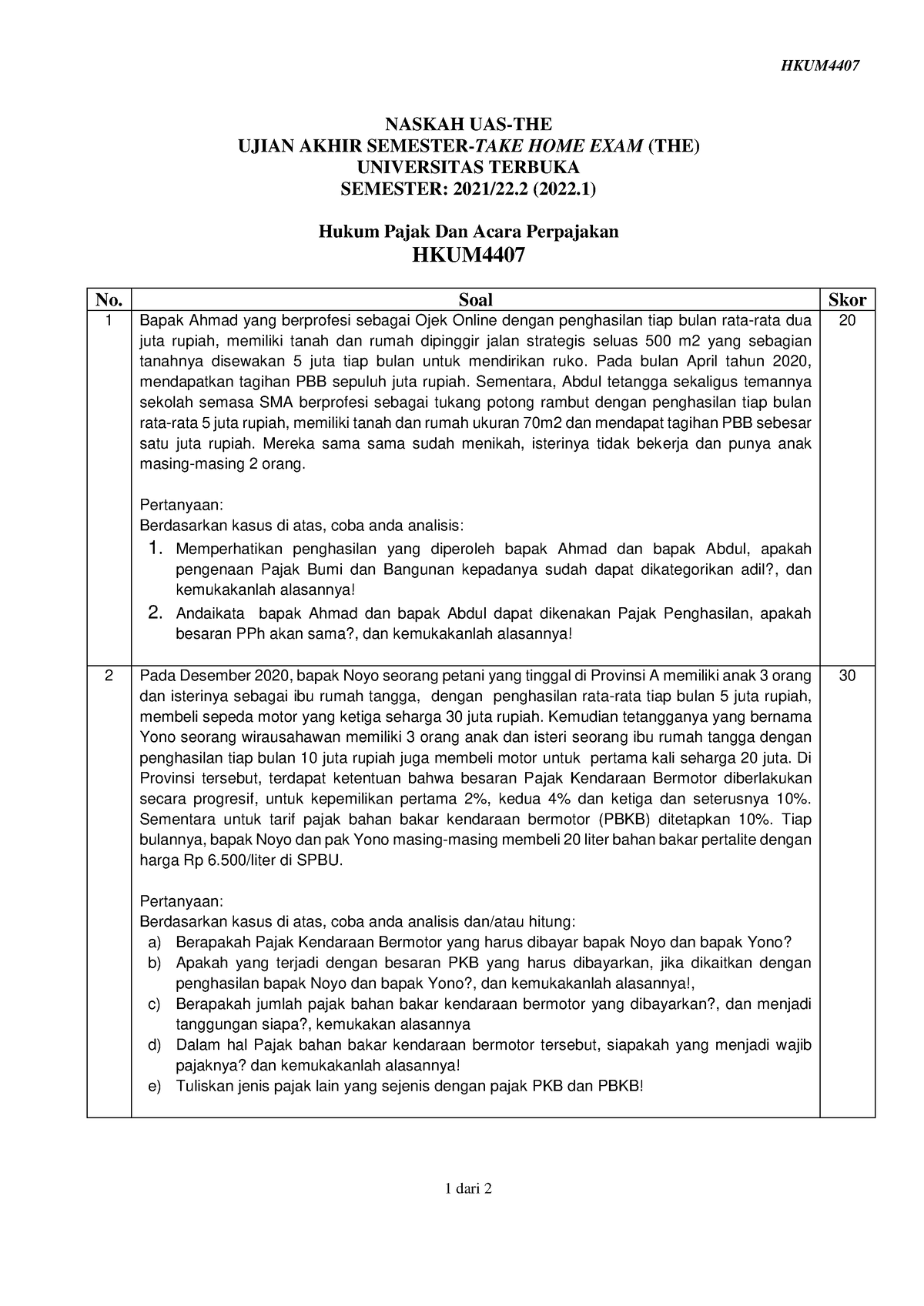 Naskah HKUM4407 The 1 - Semangat - HKUM 1 Dari 2 NASKAH UAS-THE UJIAN ...