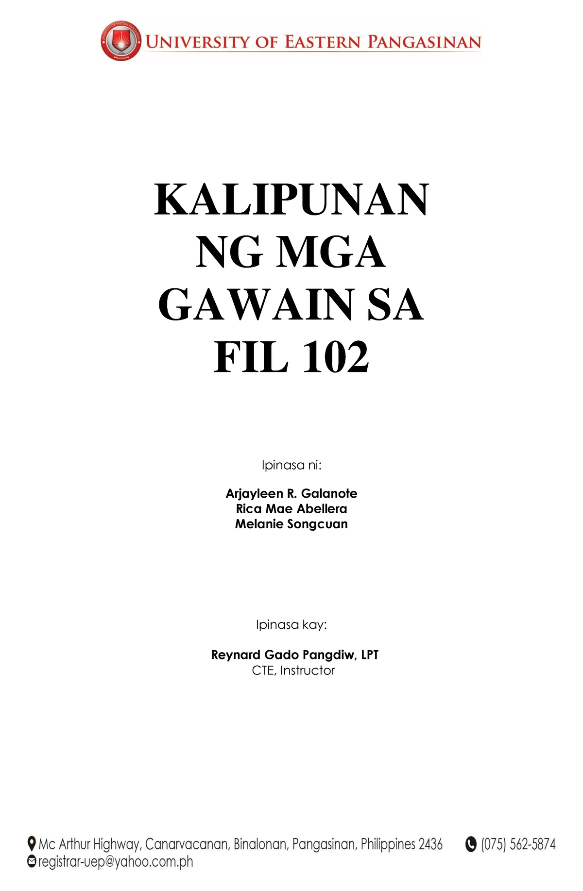 FIL 102 ( Modyul 8; ANG Ortograpiyang Filipino) - KALIPUNAN NG MGA ...