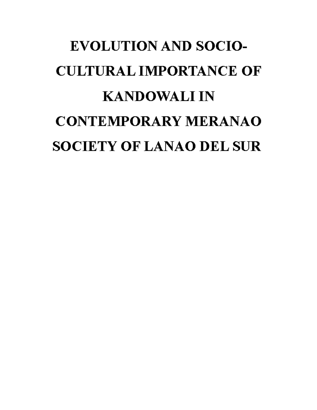 Thesis(Chapter 15) EVOLUTION AND SOCIOCULTURAL IMPORTANCE OF
