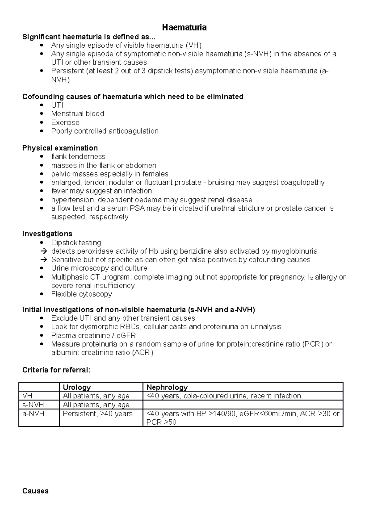 Haematuria - Haematuria Significant haematuria is defined as… Any ...