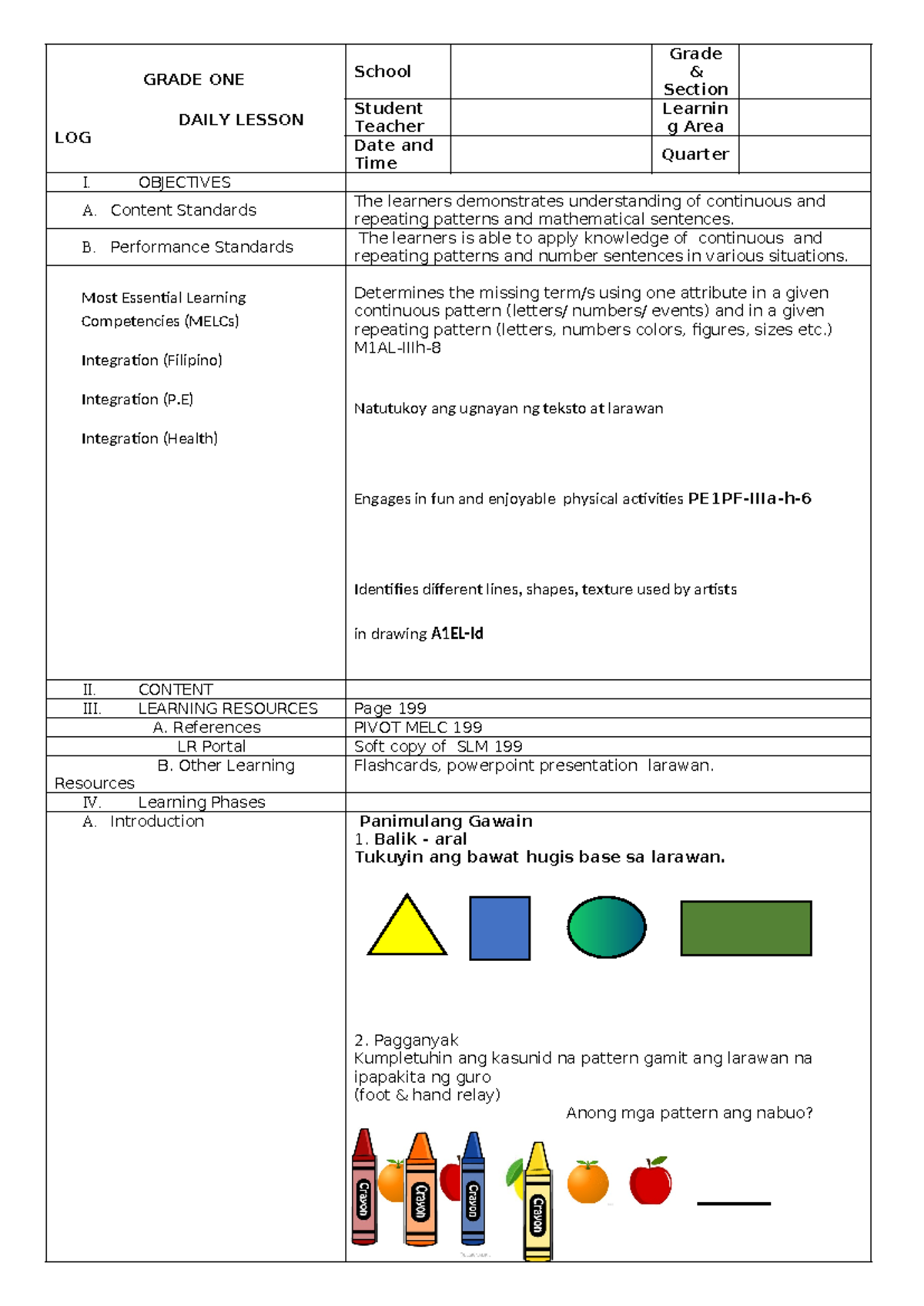 Q3WK5-MATH.docx bb - n/a - GRADE ONE DAILY LESSON LOG School Grade ...