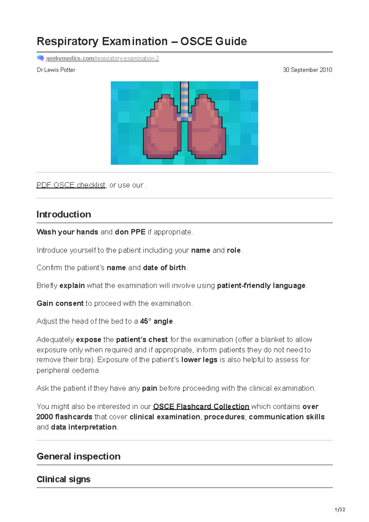 Examination OSCE Guide Dr Lewis Potter 30