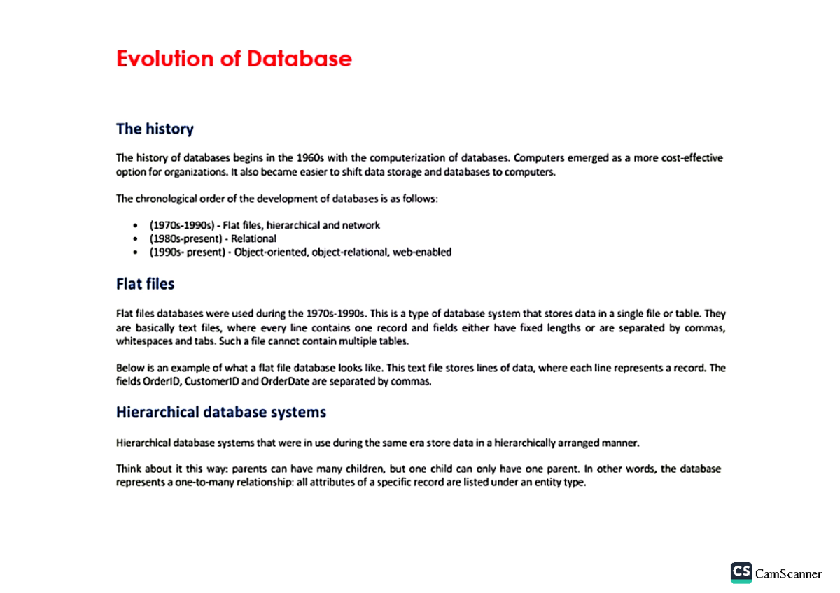 Topic 1 Evolution of DB - Evolution of Database The history The history ...