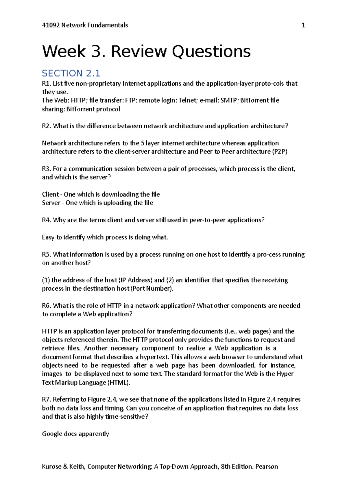 Week3Review Question 41092 Network Fundamentals Week 3. Review