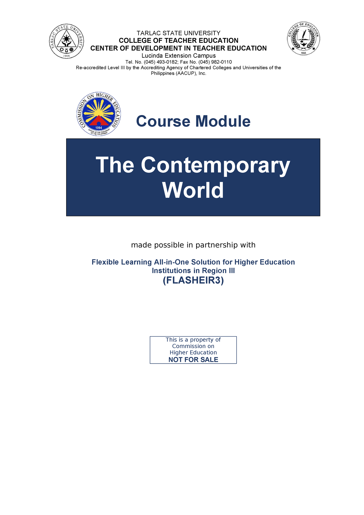 Module #1 - The Contemporary World - Copy For Students 2022 - Course ...