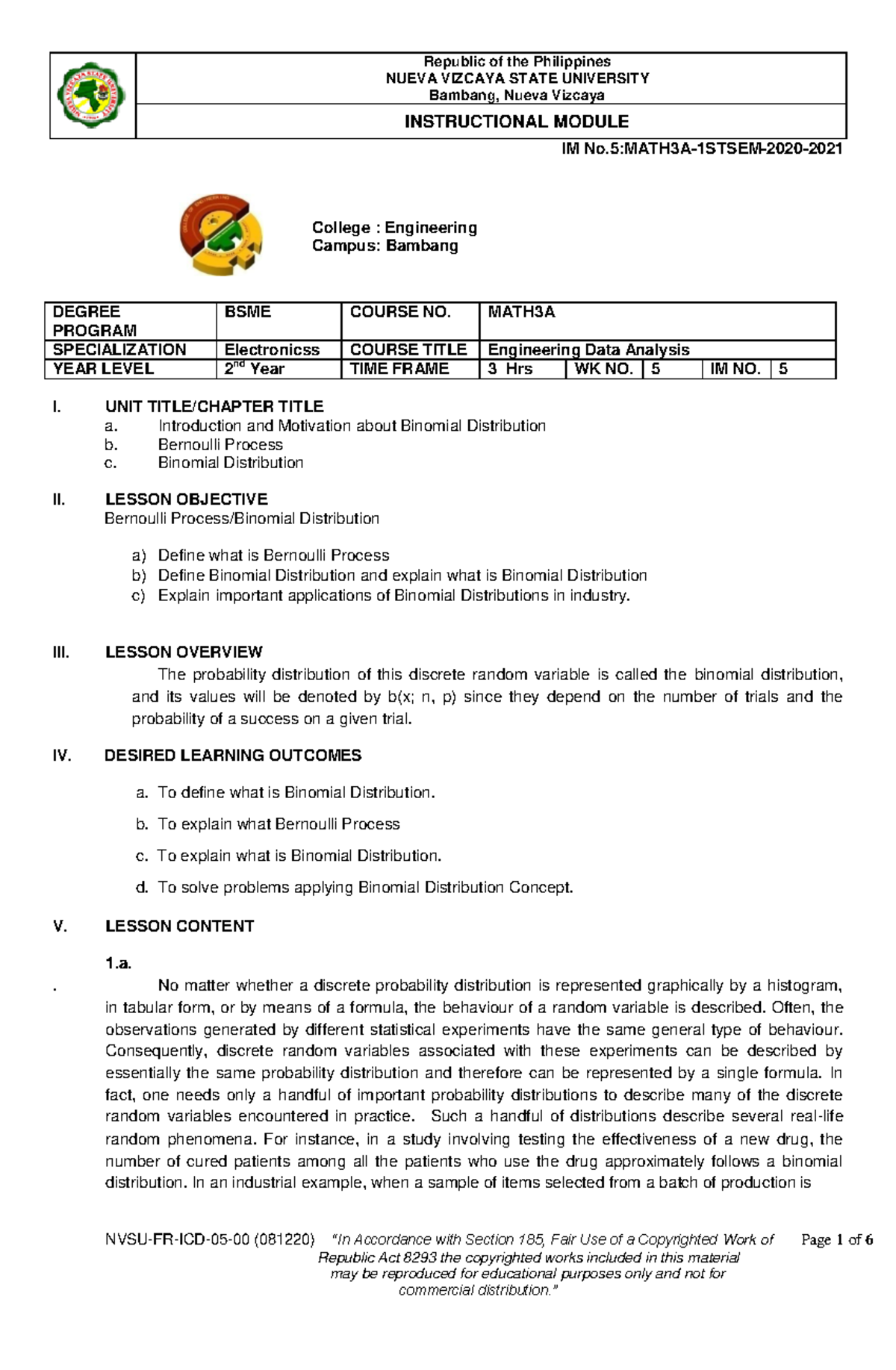 Data module 4 Cp E1 - NUEVA VIZCAYA STATE UNIVERSITY Bambang, Nueva ...