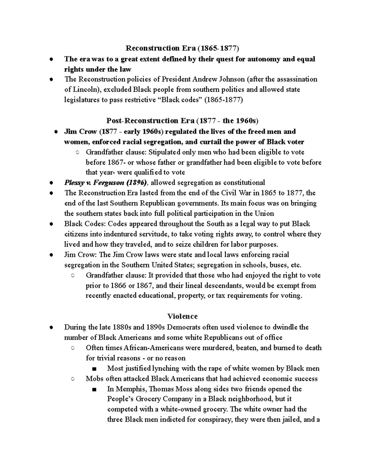 Review for AFS - Reconstruction Era (1865-1877) The era was to a great ...