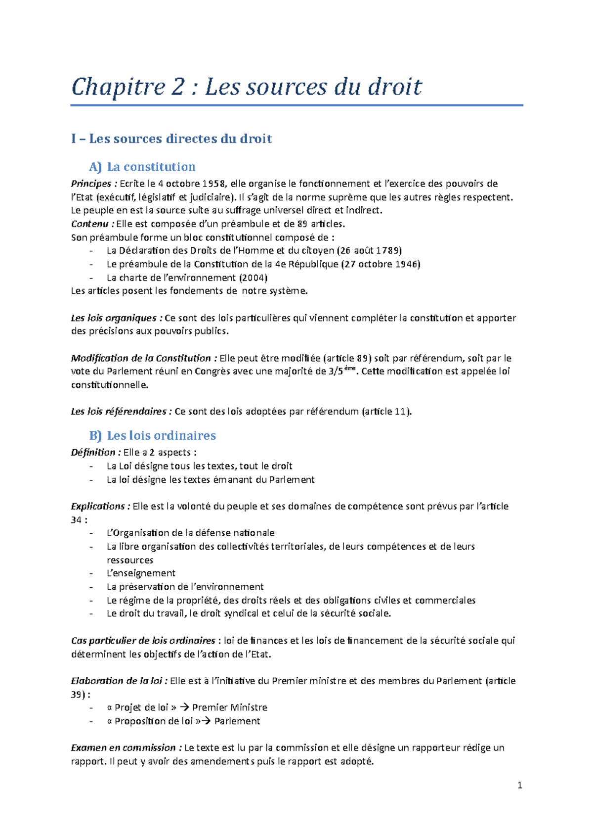 Chapitre 2 - Les sources du Droit - Chapitre 2 : Les sources du droit I ...