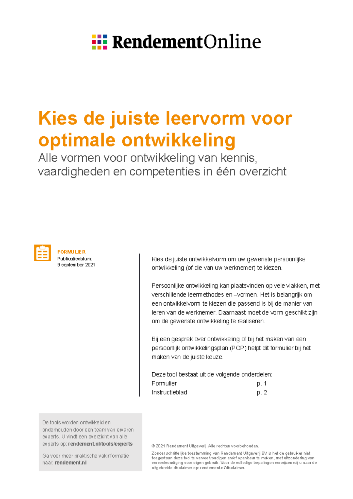 Kies De Juiste Vorm Voor Optimale Ontwikkeling 1 - FORMULIER ...