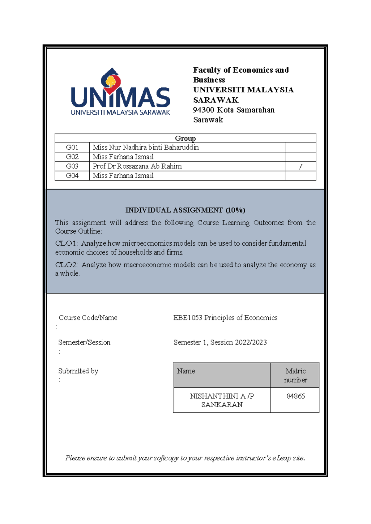 Individual assignment( correction)2 - Faculty of Economics and Business ...