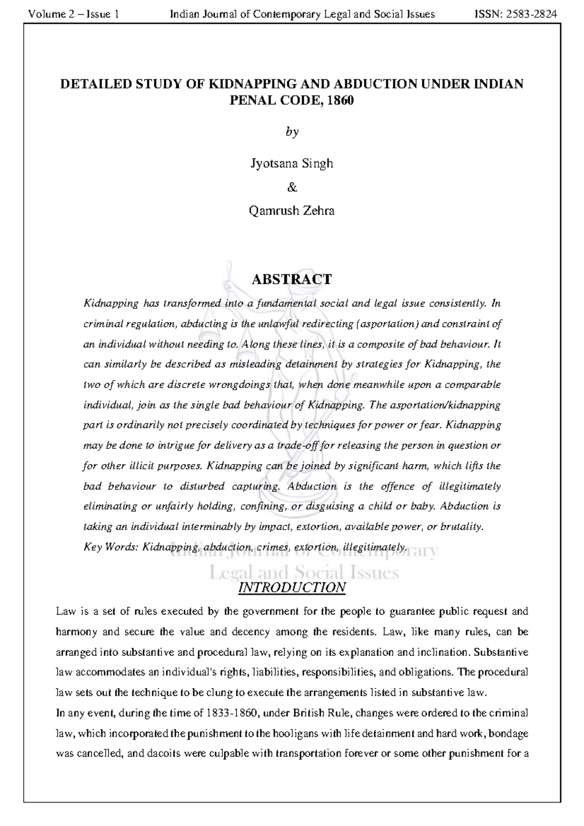 Detailed Study Of Kidnapping And Abduction Under Indian Penal Code ...