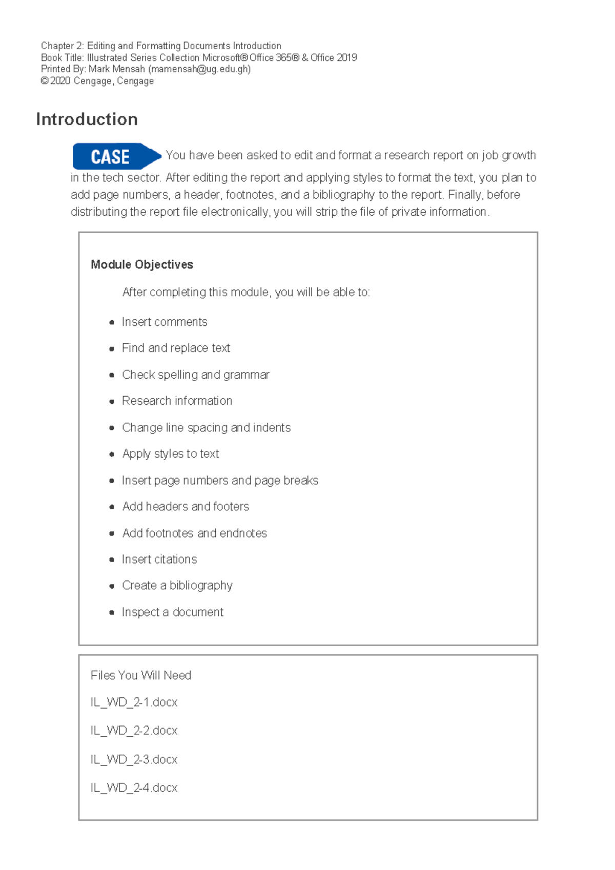 Word Module 2 - Editing and Formatting Documents - Chapter 2: Editing ...