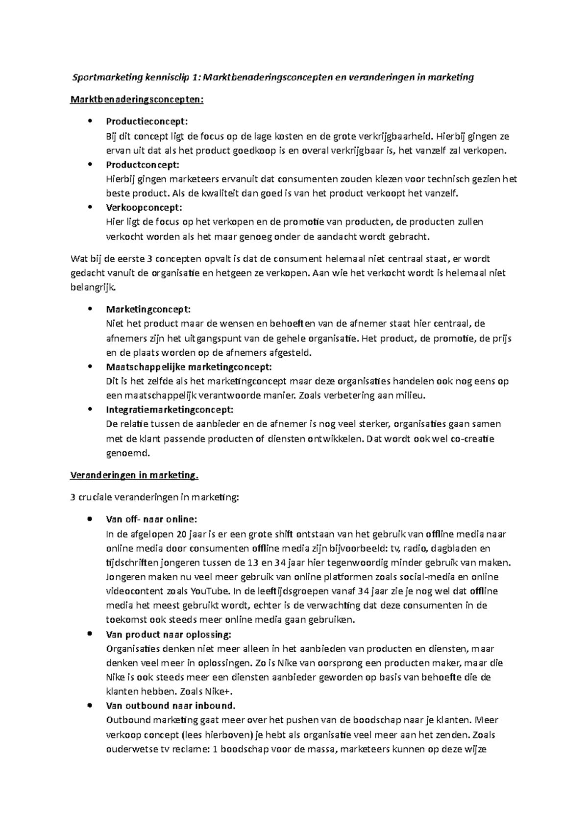 Sport Marketing kennisclip 1 aantekeningen Sportmarketing kennisclip