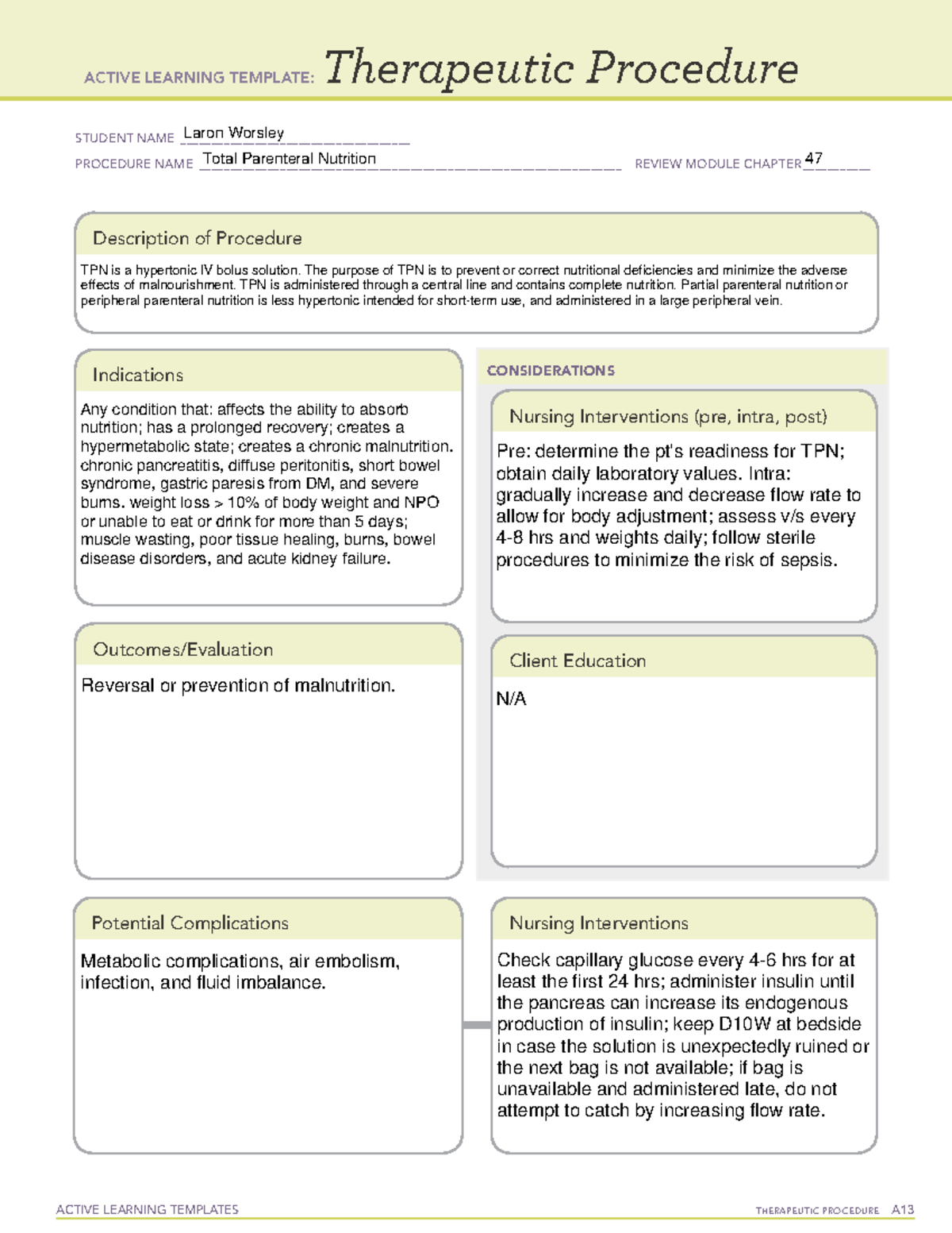 Total Parenteral Nutrition - ACTIVE LEARNING TEMPLATES THERAPEUTIC ...