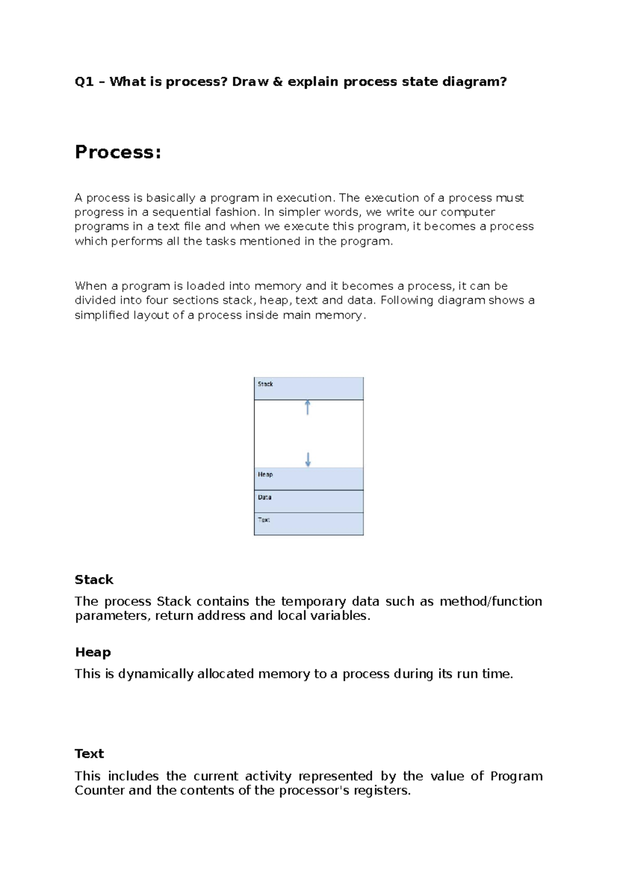 Paper-A (CS-311) - Q1 – What is process? Draw & explain process state ...