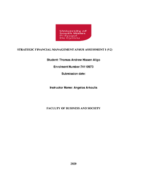Strategic Financial Management Assignment 1 - Strategic Financial ...