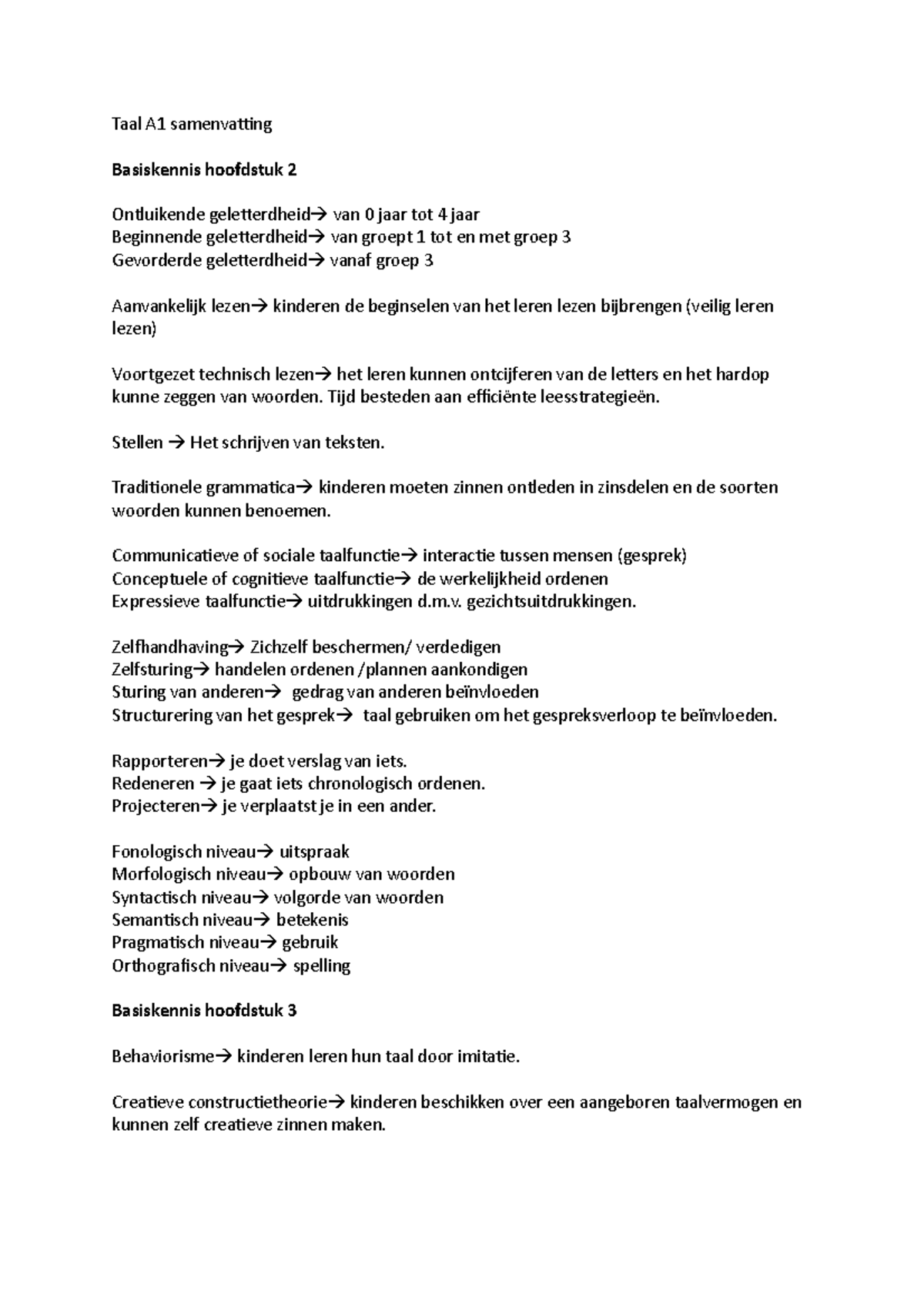 Taal A1 Samenvatting - Taal A1 Samenvatting Basiskennis Hoofdstuk 2 ...