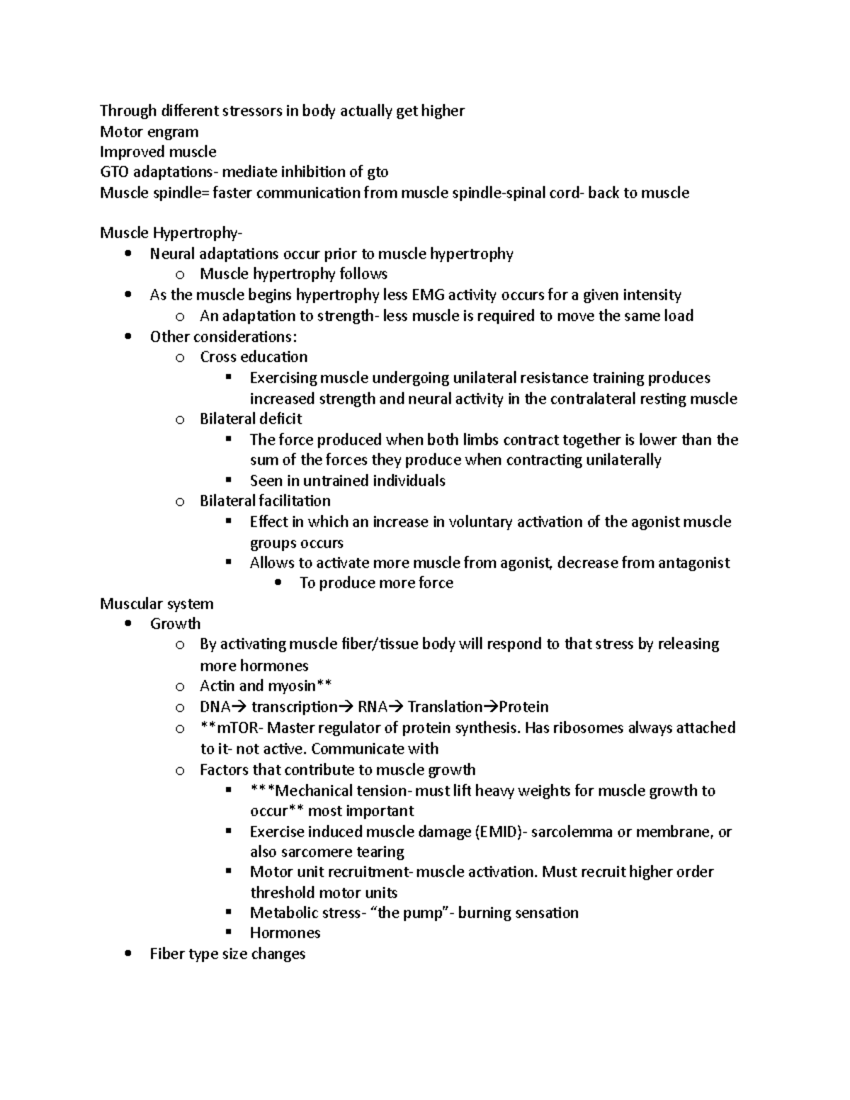 Exercise testing notes 10:11:22 - Through different stressors in body ...